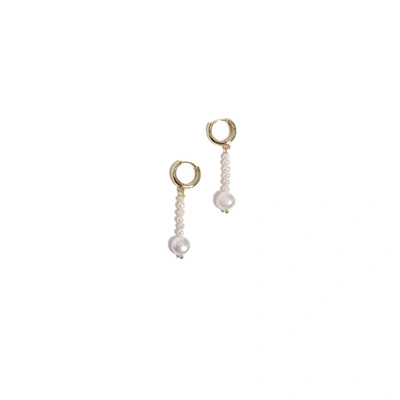 Joey Baby 18k Gold Plated Brass With Freshwater Pearl - Kylie Pearl Earrings For Women In Silver