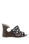 Alaïa La Sculpture 100 Leather And Wood Wedge Sandals In Multicolor