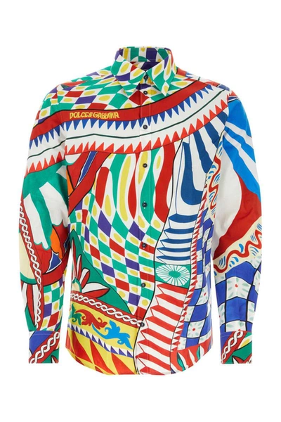 Dolce & Gabbana Carretto-print Cotton Shirt In Multicolor
