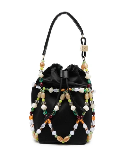 Ganni Beads Bucket Bag In Black