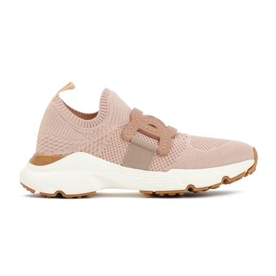 Tod's Chain-embellished Woven Sneakers In Pink