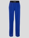 Tom Ford Logo-banded Silk Pj Pants In Cobalt Blue