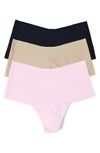 Hanky Panky 3 Hi-rise Thong In Taupe/ Black/ Bliss