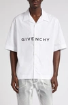 GIVENCHY BOXY FIT LOGO BUTTON-UP CAMP SHIRT