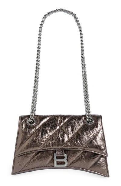 Balenciaga Medium Crush Quilted Leather Shoulder Bag In Dark Bronze