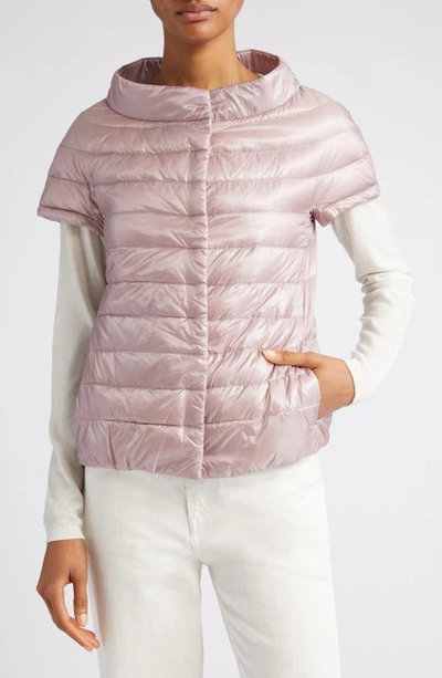 Herno Emilia Cap Sleeve Water Resistant Quilted Down Jacket In Rose