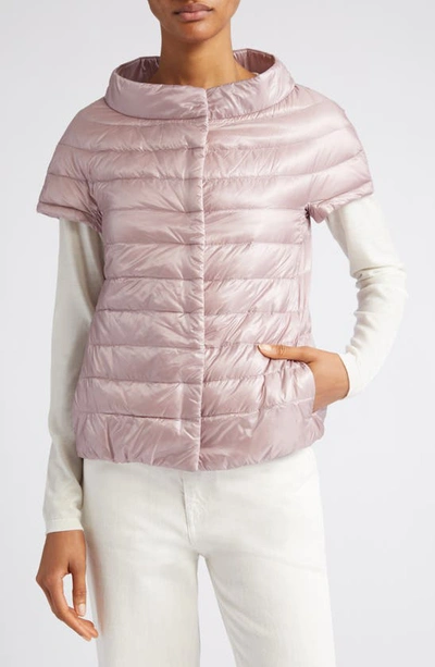 Herno Emilia Cap Sleeve Water Resistant Quilted Down Jacket In 4025 Lilac