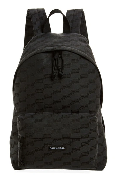 BALENCIAGA BB MONOGRAM JACQUARD CANVAS BACKPACK