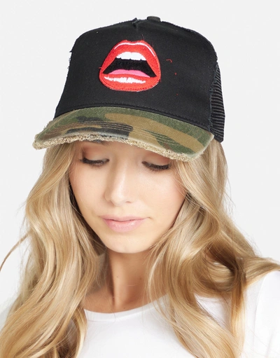 Lauren Moshi Jilly Red Open Lip In Black Camo