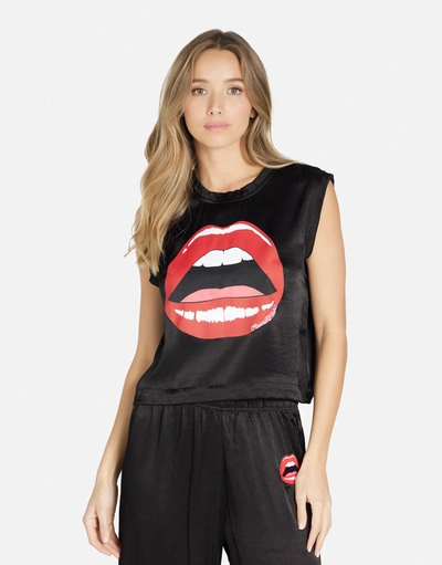Lauren Moshi Linette Red Open Lip In Black