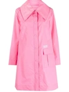 Ganni Logo Print Oversized Lapel Button Front Coat In Pink