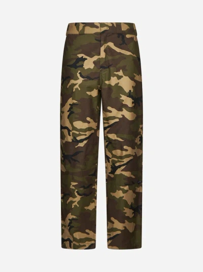 Palm Angels Camouflage-print Wide-leg Trousers In Military