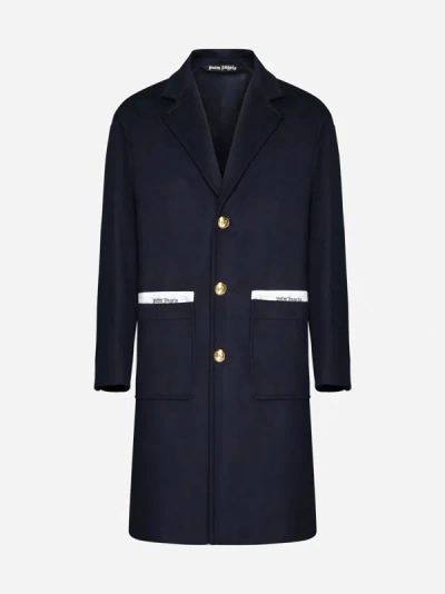 Palm Angels Sartorial Tape Uniform Coat In Navy Blue