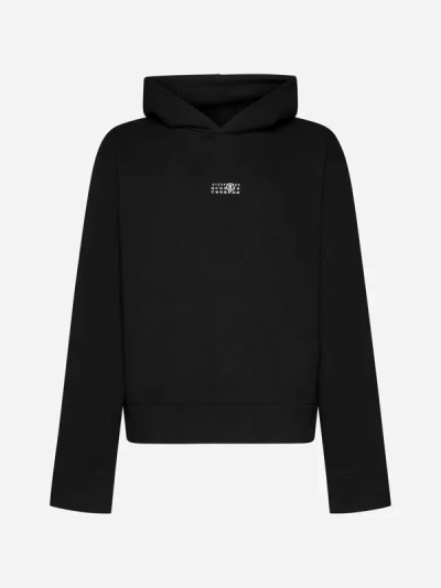Mm6 Maison Margiela Embroidered-logo Cotton Hoodie In Black