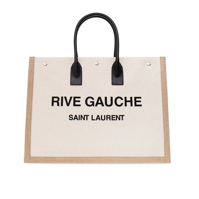 Saint Laurent Logo-print Tote-bag In Beige