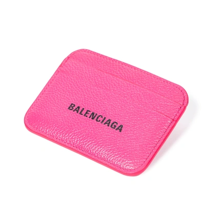 Balenciaga Leather Card Holder In Pink