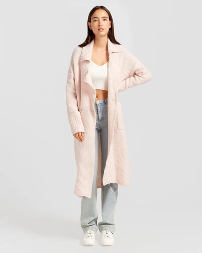 Belle & Bloom Born To Run Sustainable Sweater Coat In Pink
