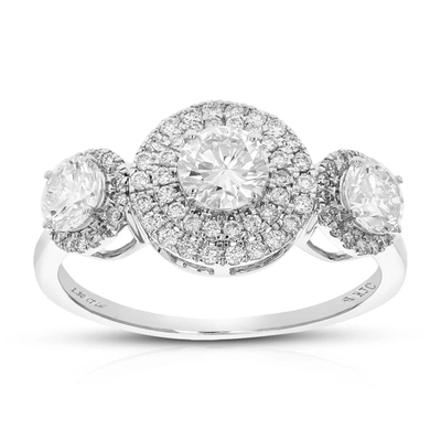 Vir Jewels 1.30 Cttw Round Lab Grown Diamond Engagement Ring 77 Stones 14k White Gold Prong Set 3/4 Inch