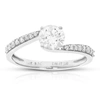 VIR JEWELS 1 CTTW ROUND LAB GROWN DIAMOND ENGAGEMENT RING 17 STONES 14K WHITE GOLD PRONG SET 3/4 INCH