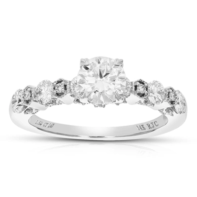 Vir Jewels 1.50 Cttw Round Lab Grown Diamond Engagement Ring 25 Stones 14k White Gold Prong Set 3/4 Inch In Grey