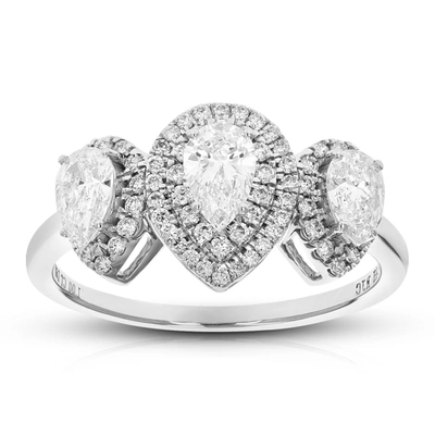 Vir Jewels 1 Cttw Pear Cut Lab Grown Diamond Engagement Ring 71 Stones 14k White Gold Prong Set 2/3 Inch