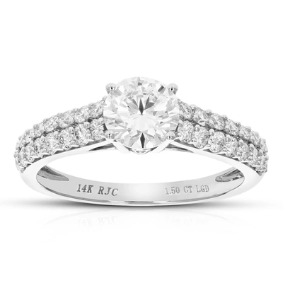 Vir Jewels 1.50 Cttw Round Lab Grown Diamond Engagement Ring 33 Stones 14k White Gold Prong Set 3/4 Inch