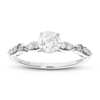 Vir Jewels 1 Cttw Round Lab Grown Diamond Engagement Ring 13 Stones 14k White Gold Prong Set 3/4 Inch In Grey