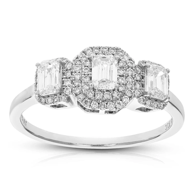 Vir Jewels 7/8 Cttw Emerald Cut Lab Grown Diamond Engagement Ring 75 Stones 14k White Gold Prong Set 2/3 Inch