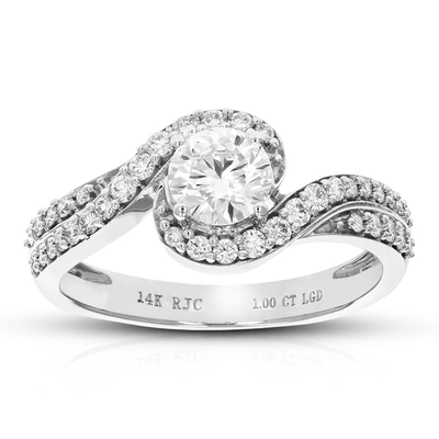 Vir Jewels 1 Cttw Round Lab Grown Diamond Engagement Ring 39 Stones 14k White Gold Prong Set 3/4 Inch
