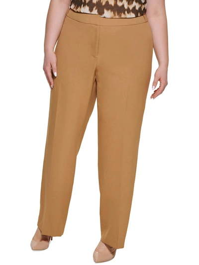 Calvin Klein Plus Size Mid Rise Slim-leg Ankle Pants In Brown