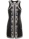 ISABEL MARANT 'BELILA' MINI DARK GREY SLEEVELESS DRESS WITH EMBROIDERIES IN COTTON WOMAN