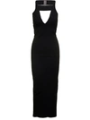 RICK OWENS MAXI BLACK DRESS WITH CUT-OUT IN VISCOSE BLEND WOMAN