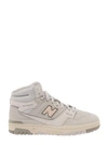 NEW BALANCE '650' GREY HIGH-TOP SNEAKERS WITH N LOGO IN LEATHER AND MESH WOMAN