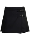 ALESSANDRA RICH BLACK MINI SKIRT WITH SIDE BUKLE DETAIL WITH LOOP IN WOOL BLEND WOMAN