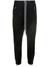 RICK OWENS BLACK DROP-CROTCHED TRACK PANTS WITH DRAWSTRING IN STRETCH COTTON MAN