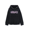 Versace Stud-embellished Logo Cotton Hoodie In Black
