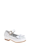 Josmo Little Girls Low Heeled Bows And Rhinestones Dress Shoes In White Patent