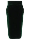 Alexandre Vauthier Velvet Knee-length Pencil Skirt With High Waist In Green