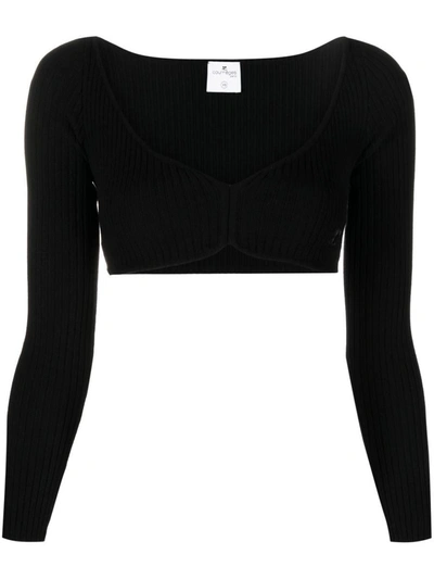 Courrèges Buckle Tailored Pinstripe Top In Black_white