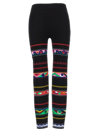 Emilio Pucci Jacquard Patterned Leggings In Multicolour