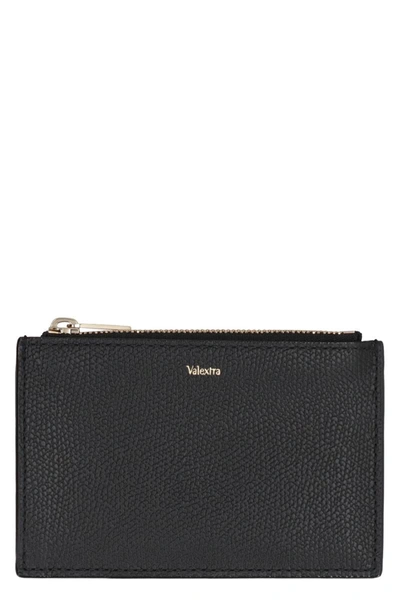 Valextra Leather Card Holder In Black