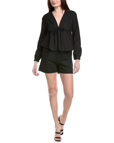70/21 2pc Long Sleeve Top & Short Set In Black
