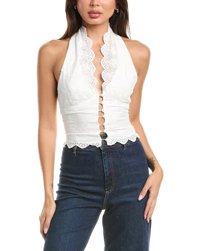70/21 Broderie Halter Vest In White