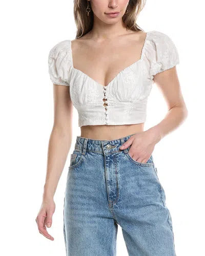 70/21 Embroidered Crop Top In White