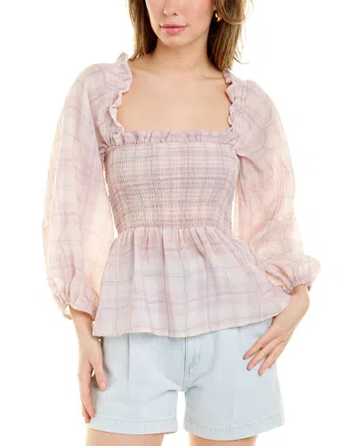 70/21 Smocked Babydoll Blouse In Pink