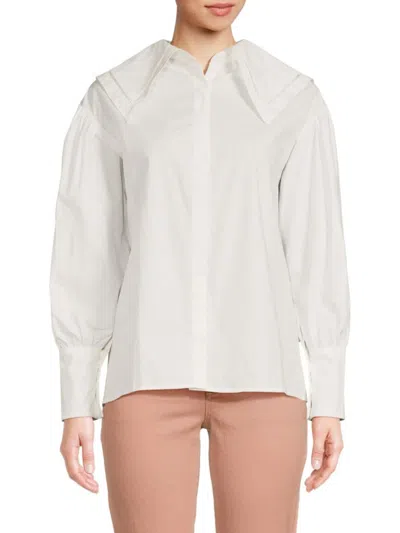 70/21 Women's Collared Drop Shoulder Shirt In White