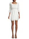 70/21 WOMEN'S EYELET-EMBROIDERED MINI TIERED DRESS