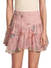 70/21 WOMEN'S FAUX PEARL & EMBROIDERED LACE MINI SKIRT