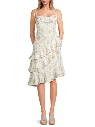 70/21 Women's Floral Asymmetric Dress In Neutral