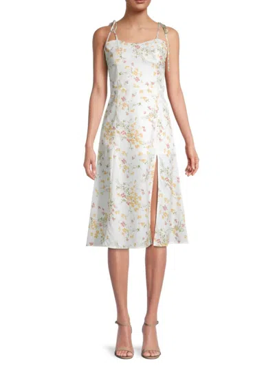 70/21 Women's Floral-print Tie-shoulder Dress In White